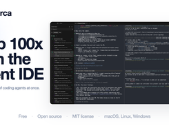Orca promotional graphic showing the Orca logo, the text “Ship 100x with the agent IDE,” and a dark multi-pane coding-agent interface.