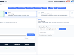 Order Helper lets teams add supplier catalog sources, scan product pages, and preview detected catalog items before importing them into the workspace.