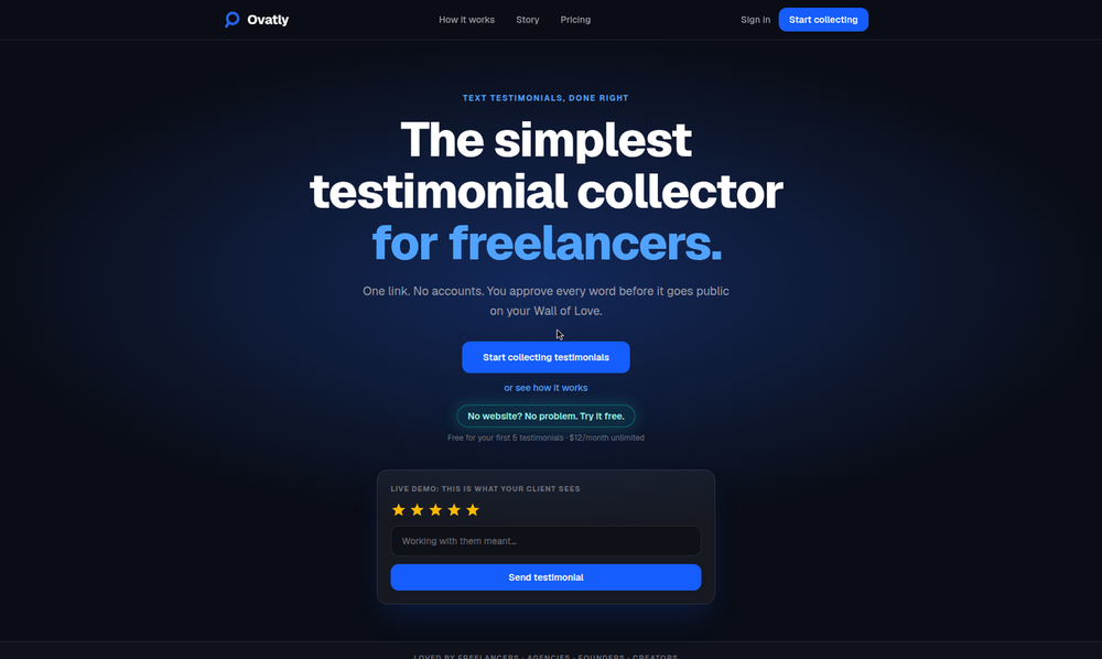 Ovatly homepage