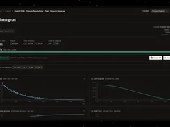 Overmind Training run page for a Qwen Qwen3.5 9B model, with completion status, training statistics, and loss and learning-rate charts.