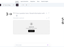 Ovoform form builder editing a file-upload question, with question properties and Google Drive upload settings visible.