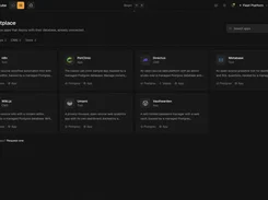 Ownkube Marketplace page showing cards for deployable open-source applications including n8n, PetClinic, Directus, Metabase, Wiki.js, Umami, and Vaultwarden.