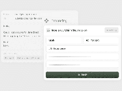 Email-to-form workflow showing an insurance claim submission form being auto-filled and a Submit button.