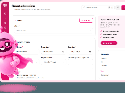 PaidInvoice Create Invoice screen with billing fields, invoice details, an AI invoice tool panel, and a payment summary.