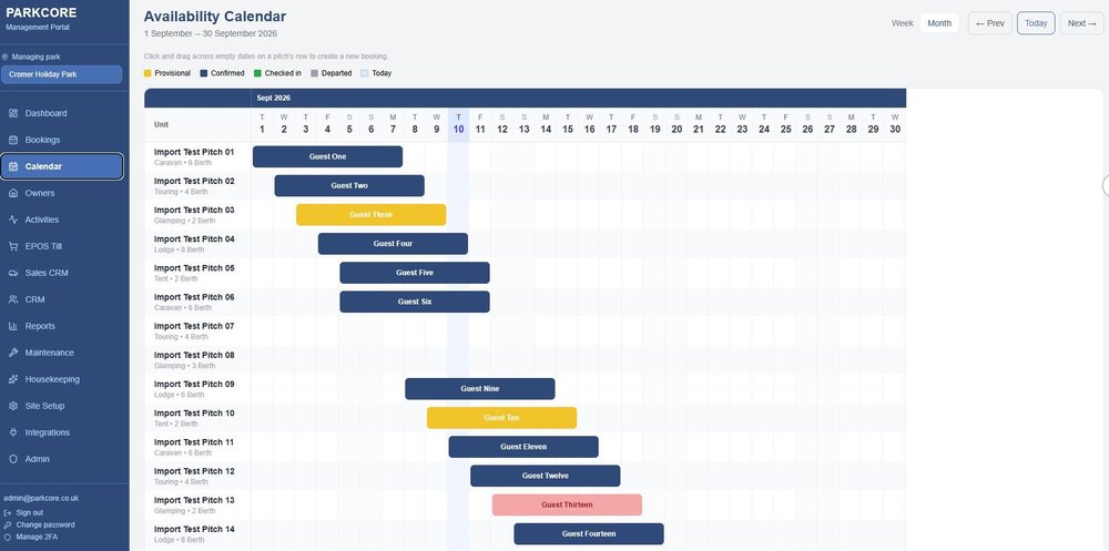 Canledar Bookings - Drag and book