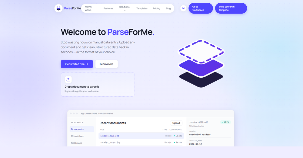 ParseForMe – Landing Page