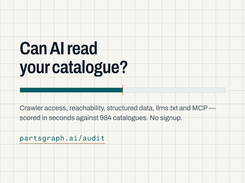 The free AI-visibility grader at partsgraph.ai/audit — no signup