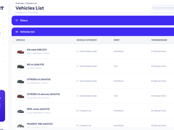 Operators UI - Vehicle list