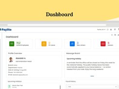 Paylite's Dashboard puts your entire workforce at a glance — headcount, leave, joiners, and leavers, plus payroll history and announcements in one view.