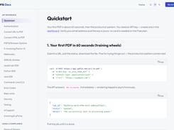 Quickstart: your first PDF in three requests — submit, poll, download
