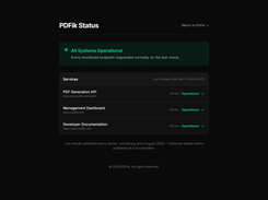 Public status page with live endpoint checks