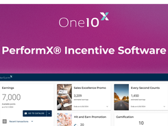 PerformX Incentive dashboard showing earnings, promotions, gamification, and reward catalog access.