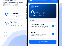PiqSi mobile Sync screen showing Wi-Fi status, zero pending changes, auto-sync settings, and a Sync Now button.
