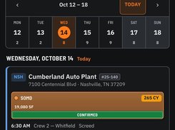 iPhone app: the day's pours with weather; confirm, move or cancel in one tap