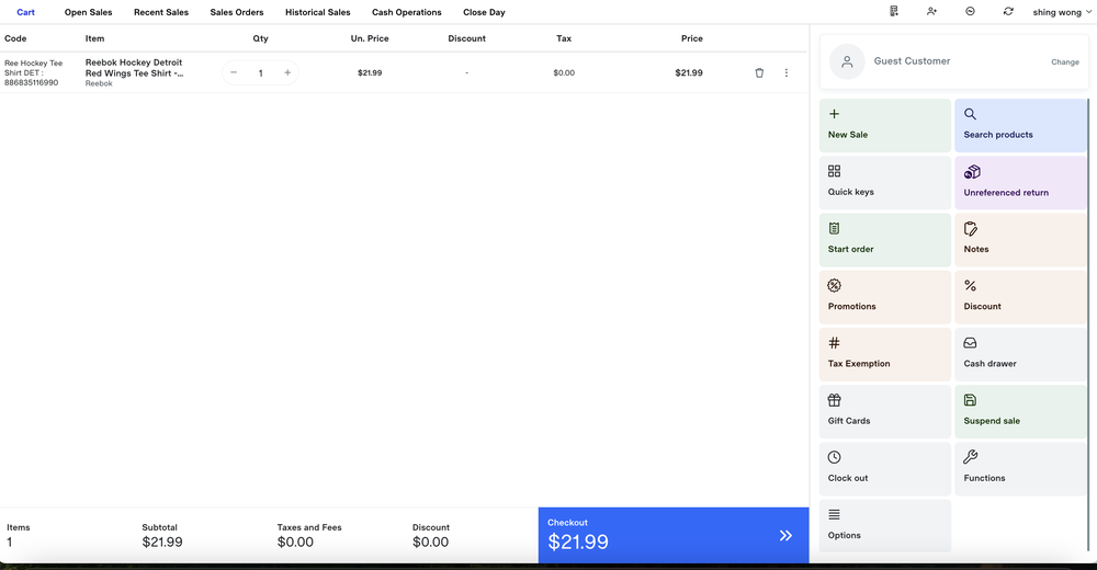 POS checkout screen