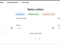 Sales reporting screen