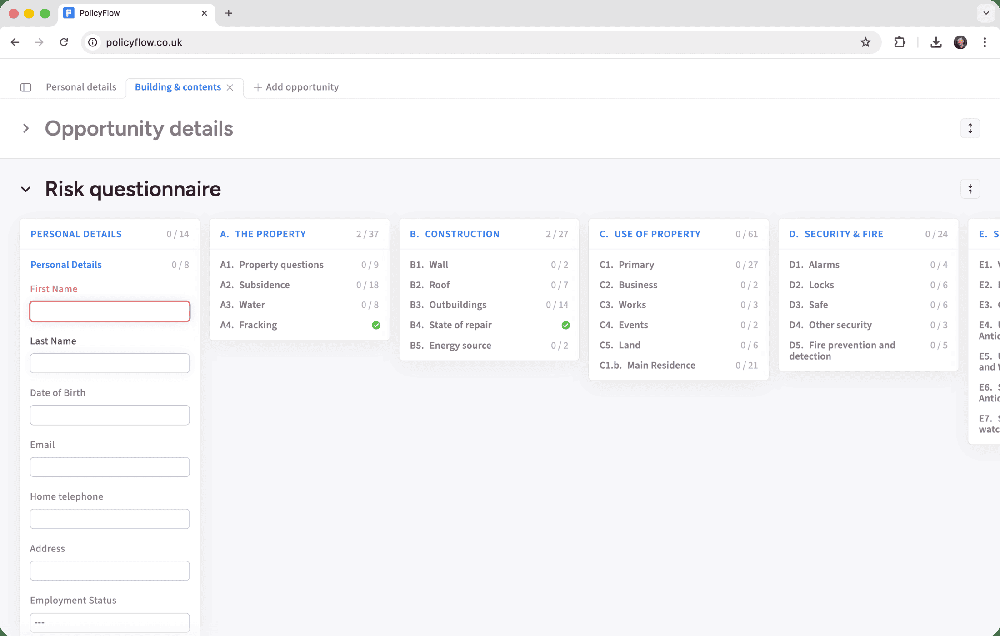 Configurable risk capture for broker workflows