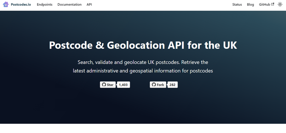 Postcodes.io Screenshot 1