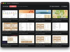 PrintScreen.ly desktop library showing locally stored and cloud screenshot thumbnails.