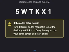 Private.Ki mobile verification screen showing the Private.Ki logo, a code-comparison warning, and a waiting-for-approval status.