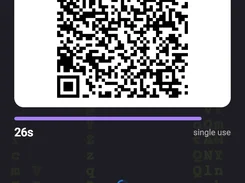Private.Ki mobile screen titled Show my code with a large QR code, a countdown bar, and a waiting-for-other-device status.