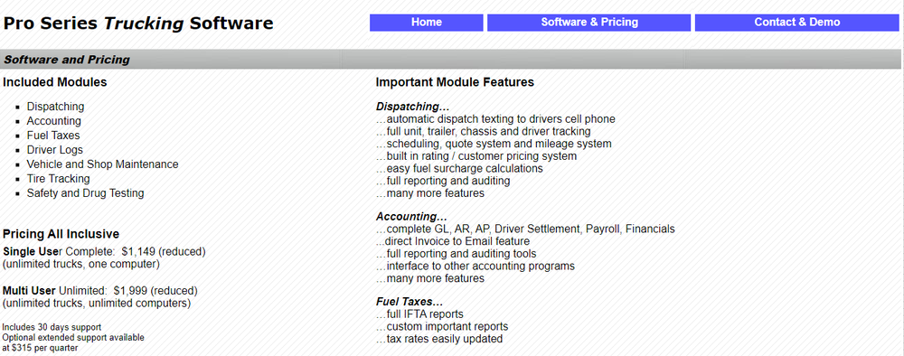 Pro Series Trucking Software Screenshot 1