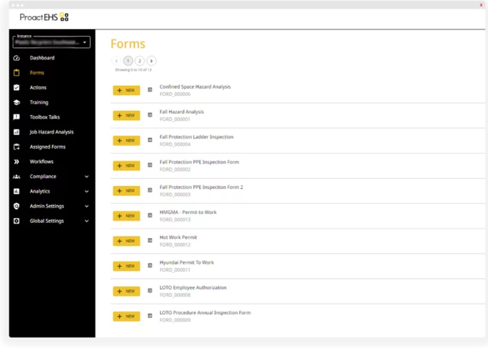 Proact EHS Screenshot 1