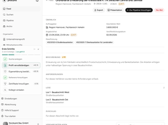 Tender detail with AI summary, lots and bid/no-bid