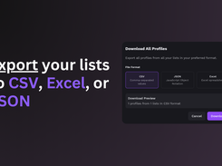 export your lists to CSV, Excel or JSON