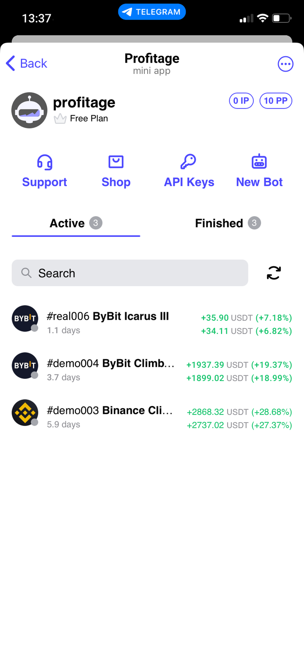 profitage tapp dashboard