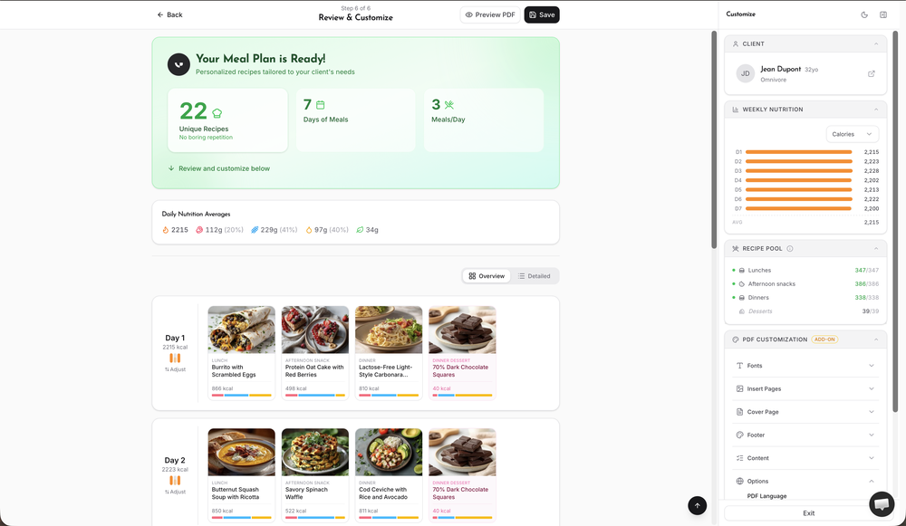 Meal plan wizard