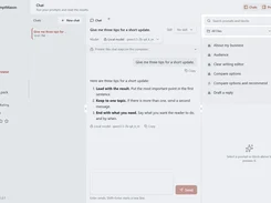 Chat workspace in light mode showing a local-model response and searchable prompt library.