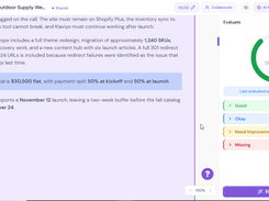 AI Document Evaluation: Evaluate documents with an AI-powered score and identify strong sections, missing information, and areas that need improvement before sending.
