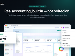 Accounting and reports: P&L, NOI per property, rent roll, aging, budget vs actual and 1099s, one click from export