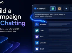 Prosyo AI campaign builder creating personalized LinkedIn and email outreach messages from a simple chat.