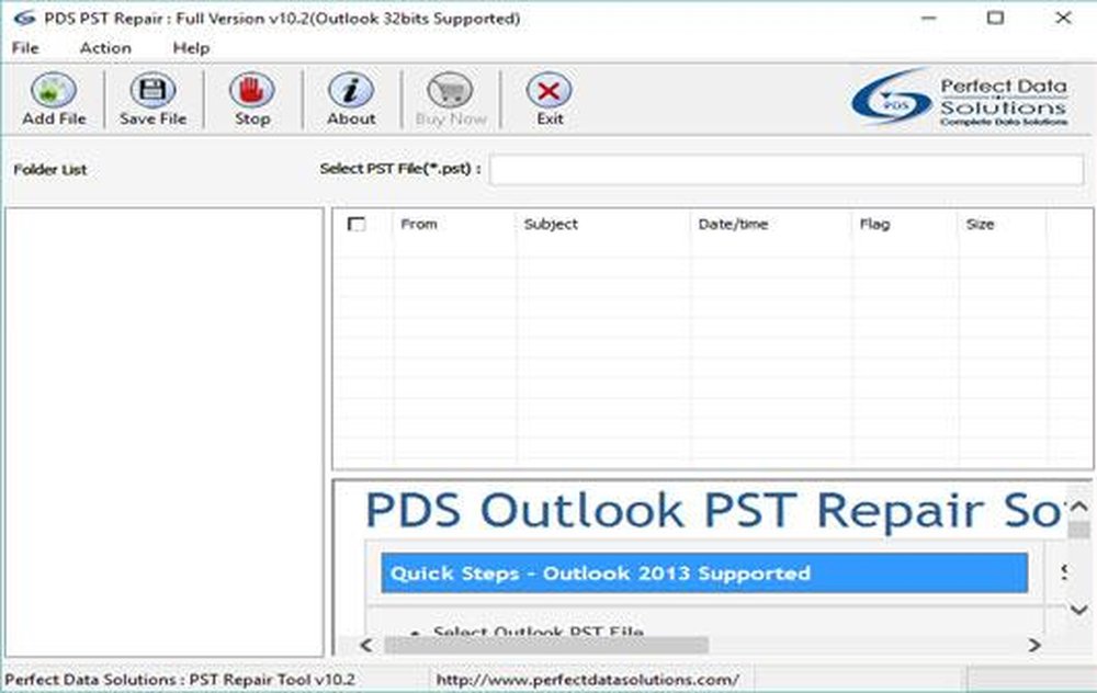 Perfect Data PST Recovery Software Screenshot 1