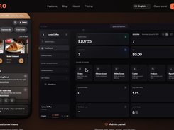 Admin panel and guest QR menu side by side — live sales, orders, kitchen screen and reports in one dashboard