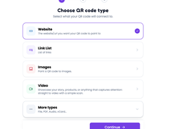 QR Cakes easy to use QR code creation flow, step 1