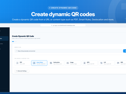 Create dynamic QR codes from a URL or a content type: PDF, Smart Rules, Geolocation, image, MP3, call or SMS