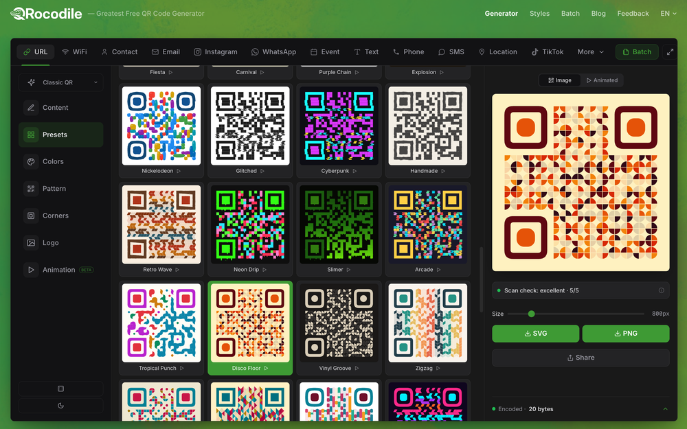 Choose from many style presets.