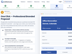 QuickEstimate transforms construction estimates into polished, client-ready proposals with branded layouts, automated formatting, approval tracking, and professional PDF generation.