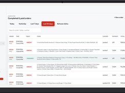 Completed paid orders report view with export