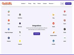 QuitURL offers powerful Integrations that seamlessly connect your links with leading third-party applications, enabling smarter tracking, analytics, and campaign optimization. From marketing tools like Google Analytics, Facebook Pixel, and Google Tag Manager to automation platforms such as Zapier and collaboration apps like Slack, QuitURL ensures your data flows effortlessly across channels. With support for social and ad platforms including LinkedIn, TikTok, Snapchat, Reddit, Pinterest, Quora, Adroll, and Bing, as well as CMS tools like WordPress, you can streamline workflows, track performance, and maximize ROI—all from one smart link management platform.