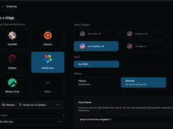 Self-service bare metal server ordering via the Rackdog customer dashboard