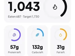 Morsel mobile dashboard showing a weekly date selector, calories remaining, macronutrient progress, a recently logged meal, and navigation.