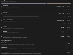 Data management settings for thumbnail, AI denoise, metadata, and model storage.