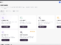 ReachEase Add Leads page with options for LinkedIn Search, post audiences, Sales Navigator, file upload, groups, and event participants.