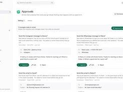 Real Extent approvals page for Rivera Homes showing AI-prepared Instagram, WhatsApp, and email messages with approve, edit, and reject controls.