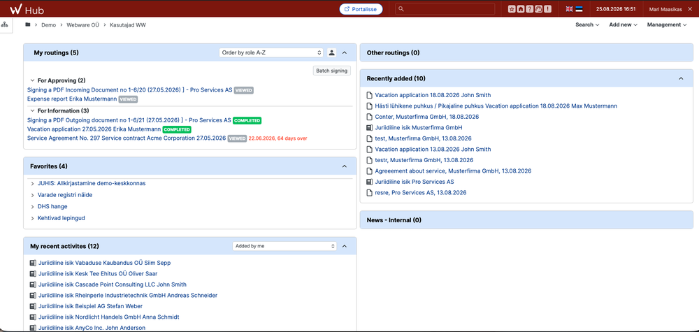 Webware platform has 2 different interfaces: Hub for the powerusers and Portal for everyday users. 