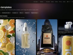 Templates: product videos from one or two product photos (splash, bullet time, 3D billboard, frost)